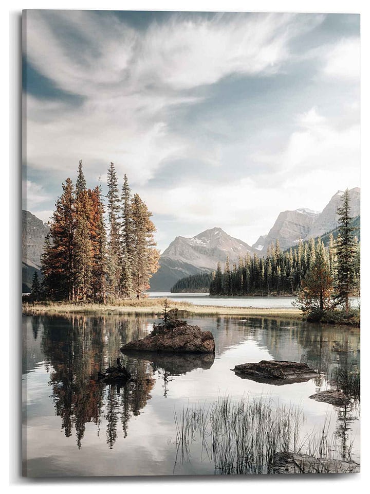 Orangewallz Druk "Mountain Lake Botanic Touch" na płótnie rozmiar: 50x70 cm