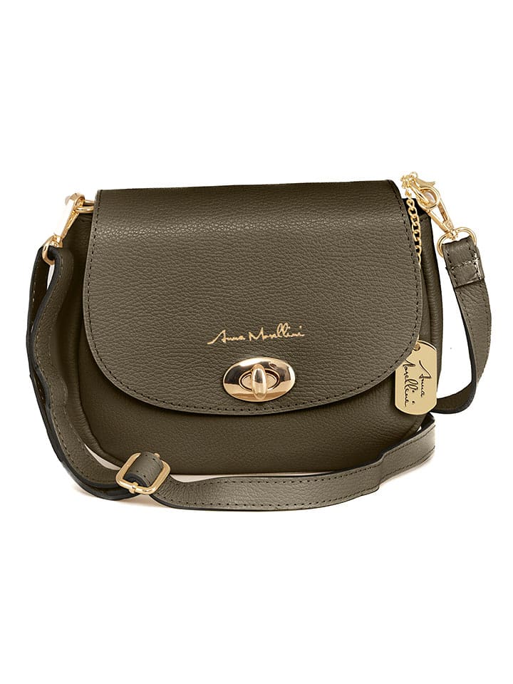 Anna Morellini Skórzana torebka "Iseppa" w kolorze khaki - 24 x 9 x 21 cm rozmiar: onesize
