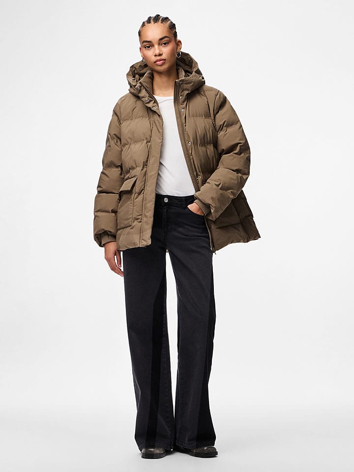 Pieces Kurtka zimowa w kolorze szarobrązowym rozmiar: XS