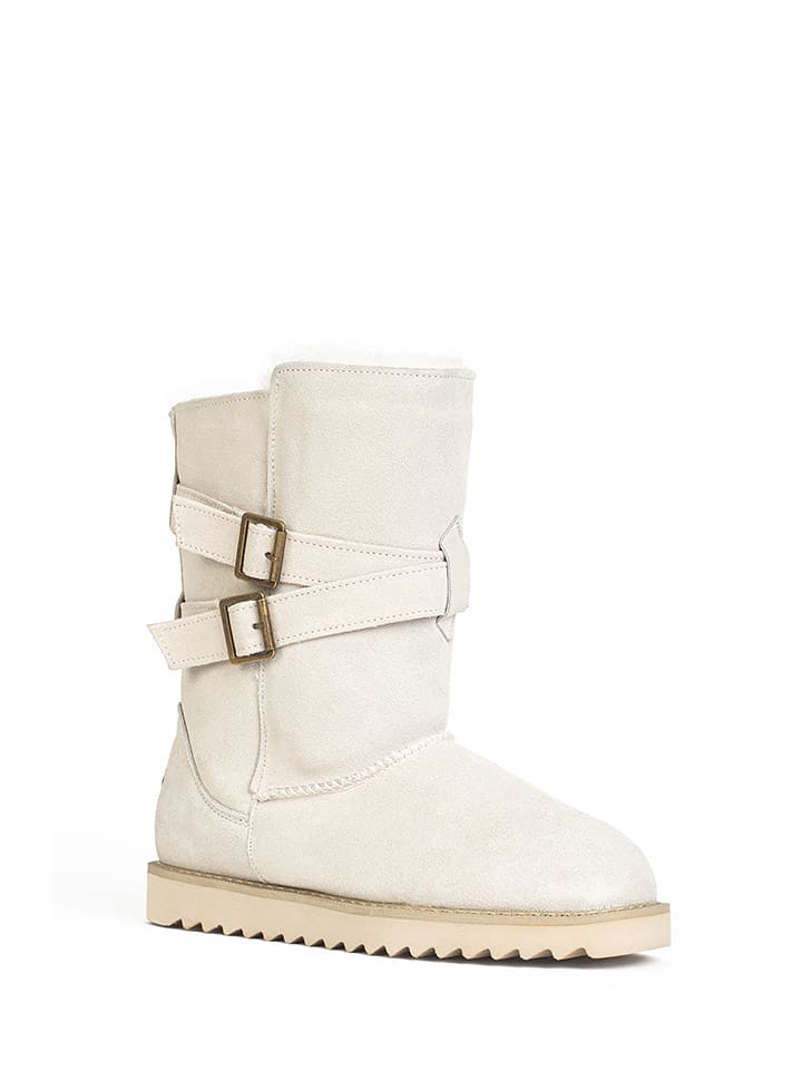 NICEBAY Skórzane botki "Mells waterproof" w kolorze kremowym rozmiar: 37