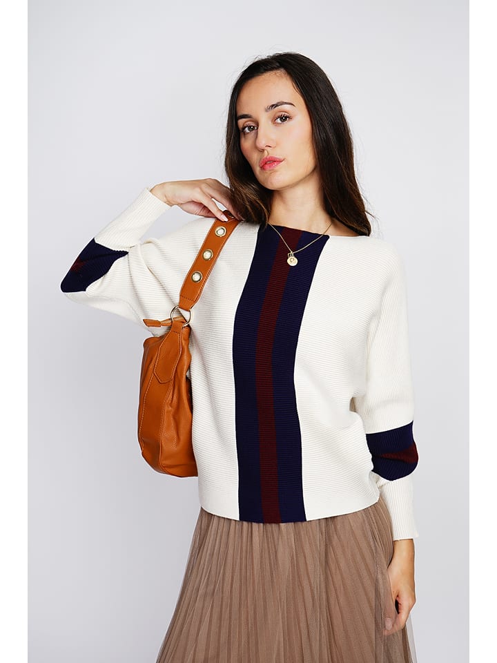 ASSUILI Kaszmirowy sweter w kolorze białym rozmiar: 40