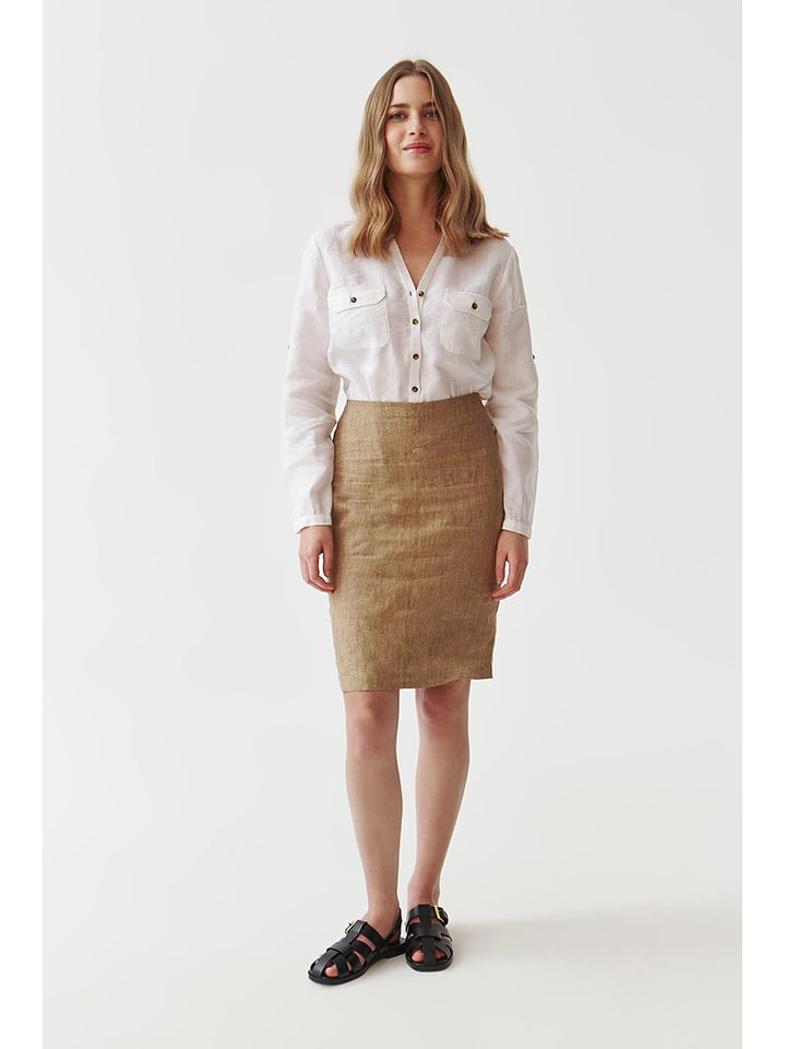 TATUUM Lniana spódnica w kolorze jasnobrązowym rozmiar: 44