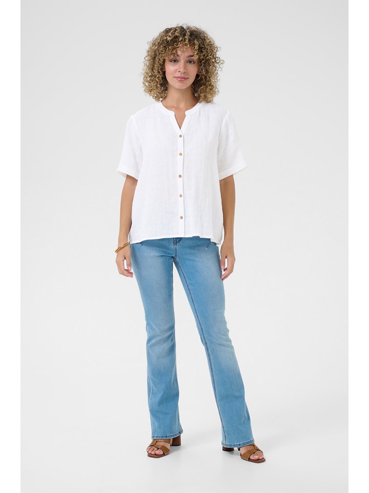 Kaffe Lniana bluzka w kolorze białym rozmiar: S/M