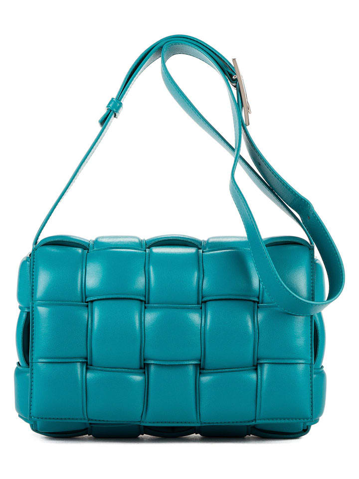 Bottega Veneta Skórzana torebka w kolorze turkusowym - 24 x 18 x 8 cm rozmiar: onesize