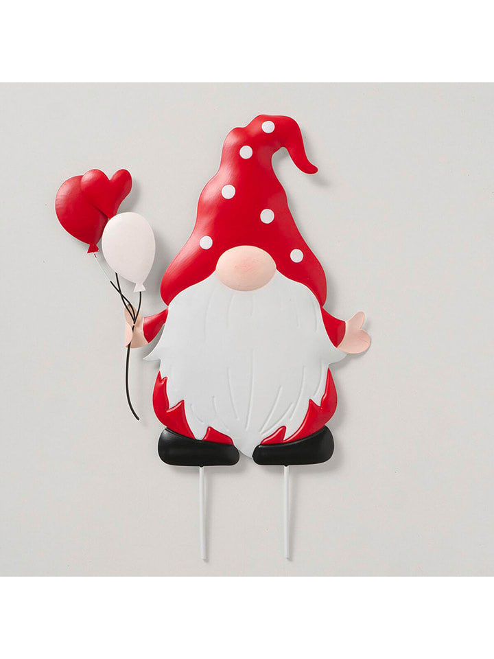 Boltze Dekoracja ogrodowa "August" w kolorze czerwono-białym - wys. 50 cm rozmiar: onesize