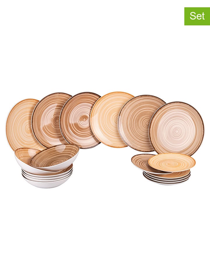 Villa d´Este 18-częściowy zestaw talerzy "Baita" w kolorze brązowo-beżowo-jasnobrązowym rozmiar: onesize