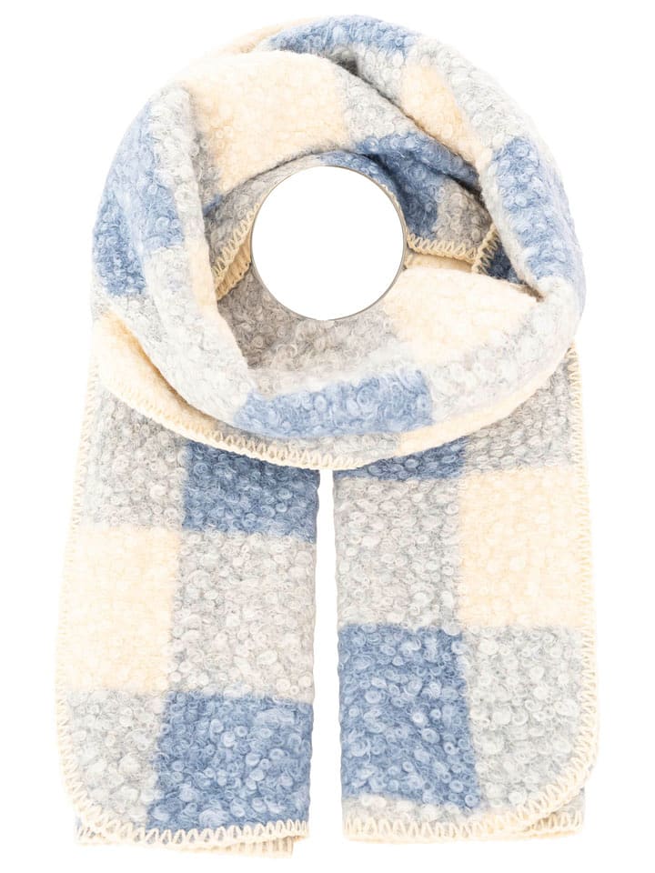 Zwillingsherz Szal "Karo & Teddy" w kolorze kremowo-błękitnym - 180 x 60 cm rozmiar: onesize