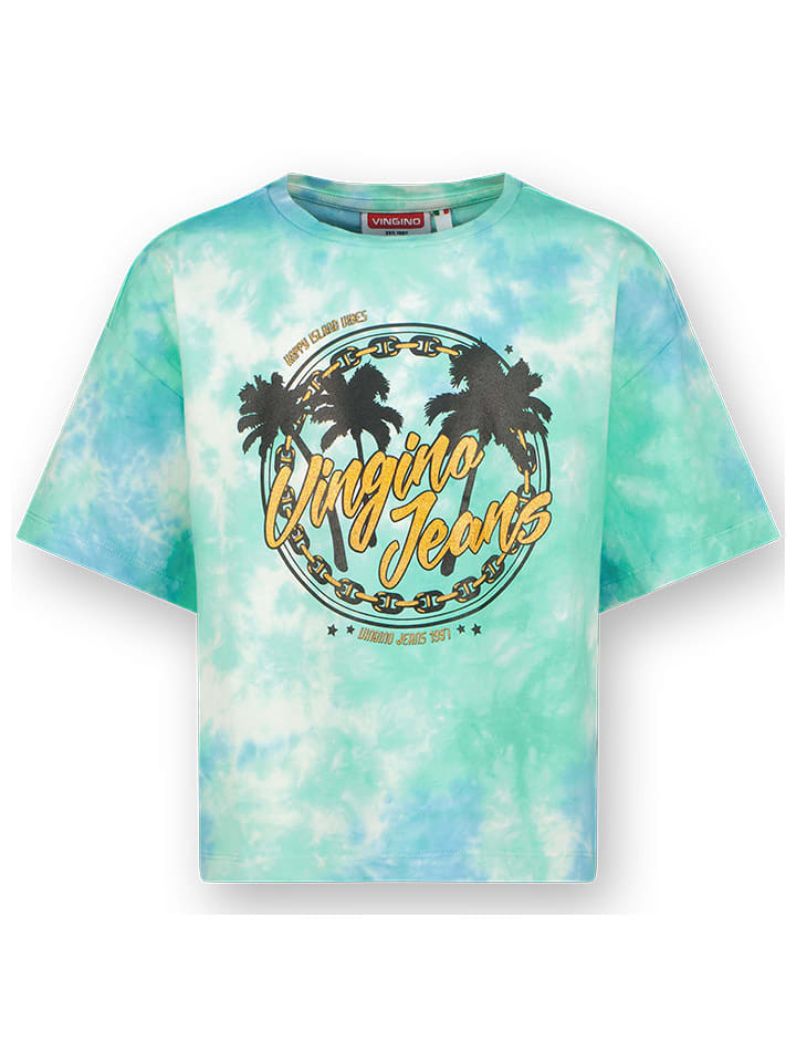 Vingino Koszulka w kolorze błękitno-zielono-białym rozmiar: 164