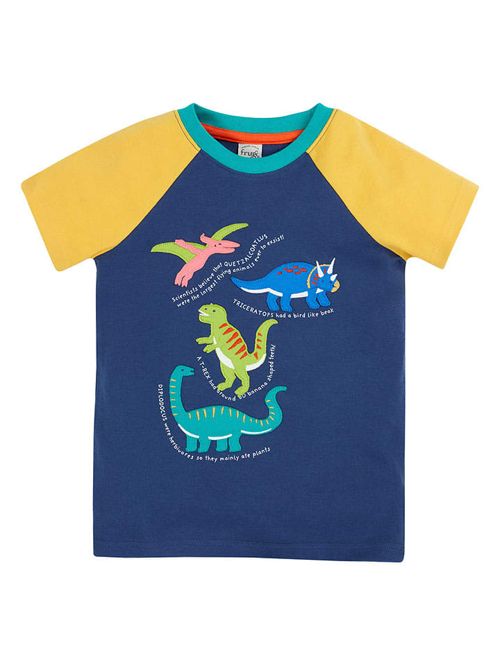 Frugi Koszulka "Renny Raglan" w kolorze granatowo-żółto-turkusowym rozmiar: 92/98