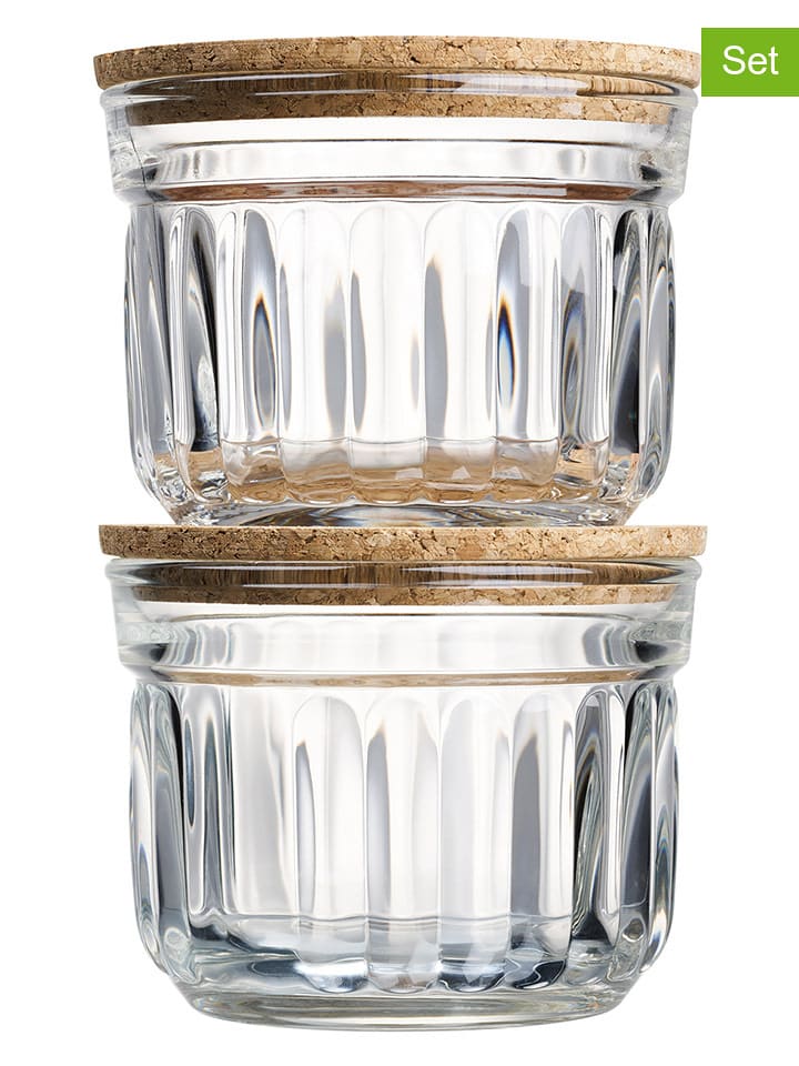 La Rochère France Szklane pojemniki (2 szt.) "Delice" w kolorze jasnobrązowym - Ø 10 cm rozmiar: onesize