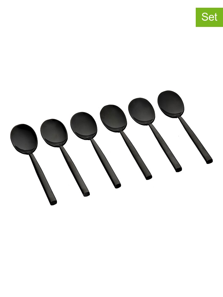 Björn Łyżeczki (6 szt.) "Nils" w kolorze czarnym do kawy - dł. 12 cm rozmiar: onesize