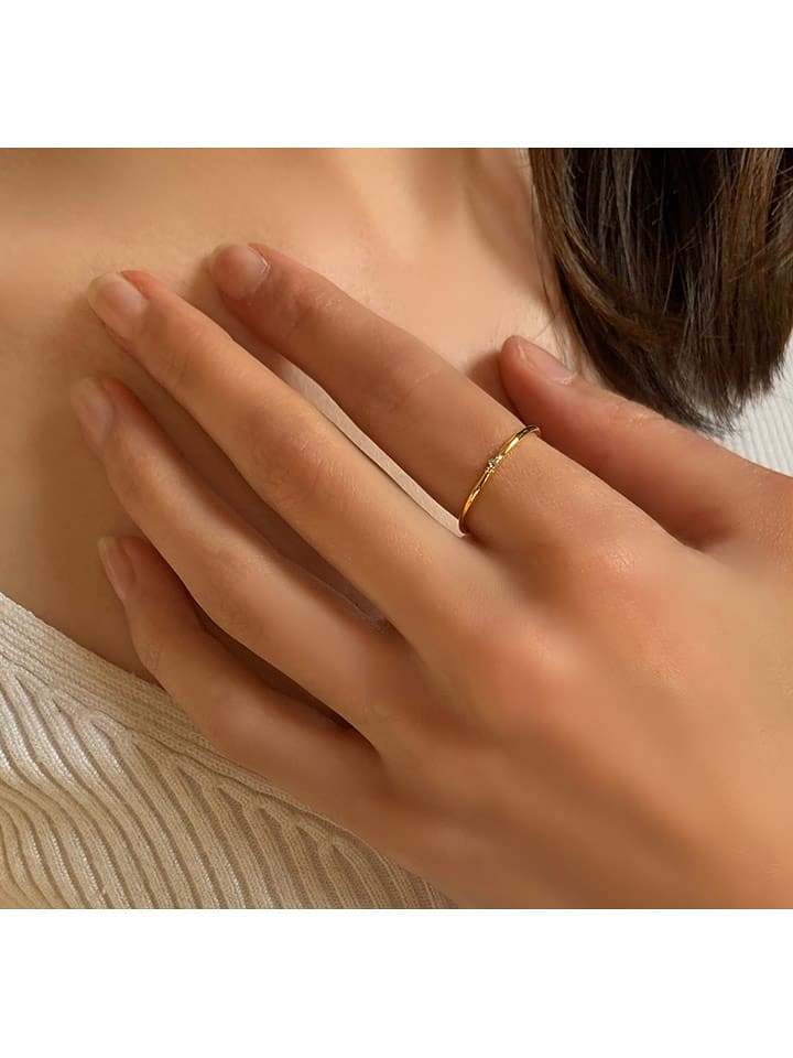 Les Petites Précieuses Srebrny pierścionek z diamentem rozmiar: 52