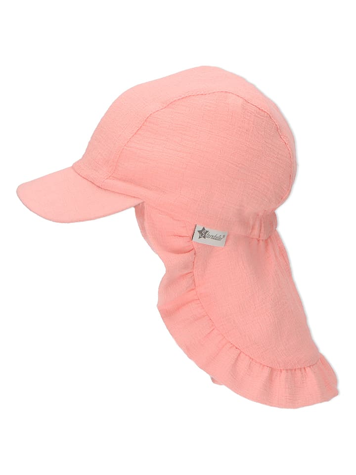 Sterntaler Czapka w kolorze jasnoróżowym z osłoną karku rozmiar: 43 cm