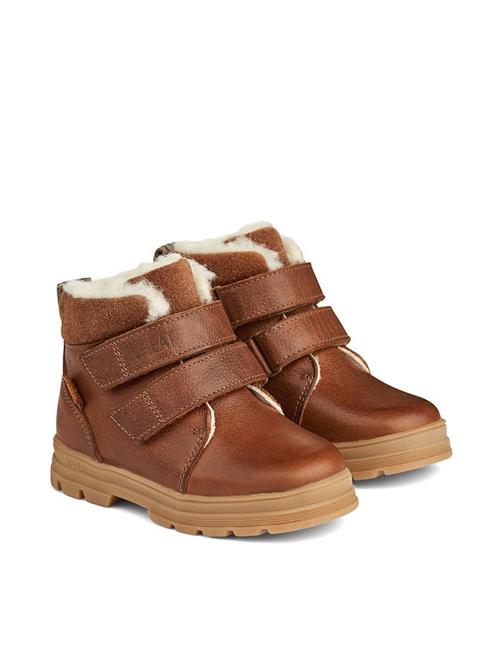 Wheat Skórzane botki zimowe w kolorze jasnobrązowym rozmiar: 26