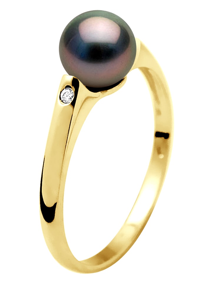 Pearline Złoty pierścionek z diamentem i perłą rozmiar: 48