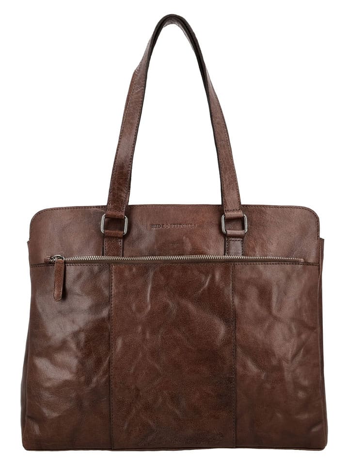 HIDE & STITCHES Skórzana torebka "Westland" w kolorze ciemnobrązowym - 40 x 32 x 13,5 cm rozmiar: onesize