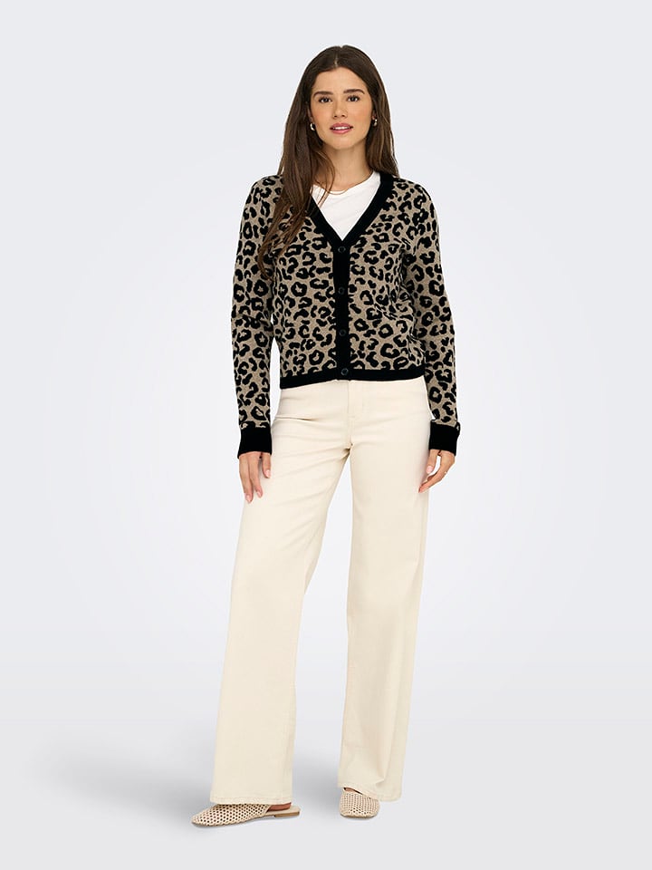 ONLY Kardigan w kolorze jasnobrązowo-czarnym rozmiar: XS