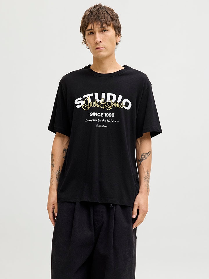 Jack & Jones Koszulka "Yuki" w kolorze czarnym rozmiar: XL