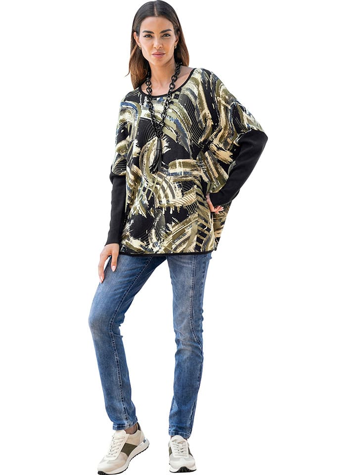 Heine Sweter w kolorze czarno-oliwkowym rozmiar: 40/42