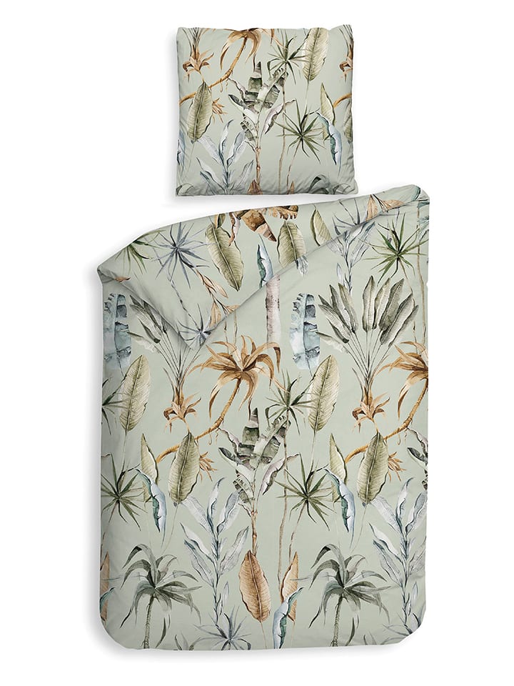 Heckett Lane Komplet pościeli flanelowej "Areca" w kolorze miętowym rozmiar: 135x200 cm
