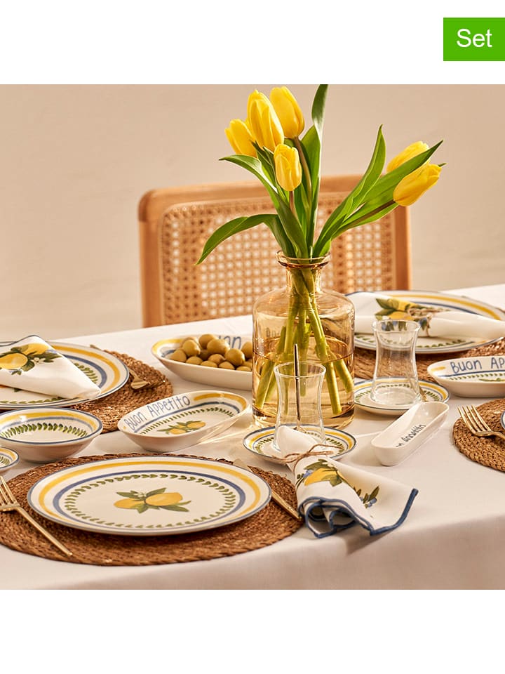 BELLA MAISON 26-częściowy zestaw śniadaniowy "Lemoncello" w kolorze białym ze wzorem rozmiar: onesize