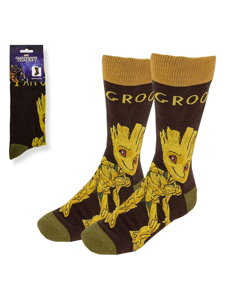 Lucky Socks Skarpety "Groot guardians of the galaxy" w kolorze brązowo-żółtym rozmiar: 38-45