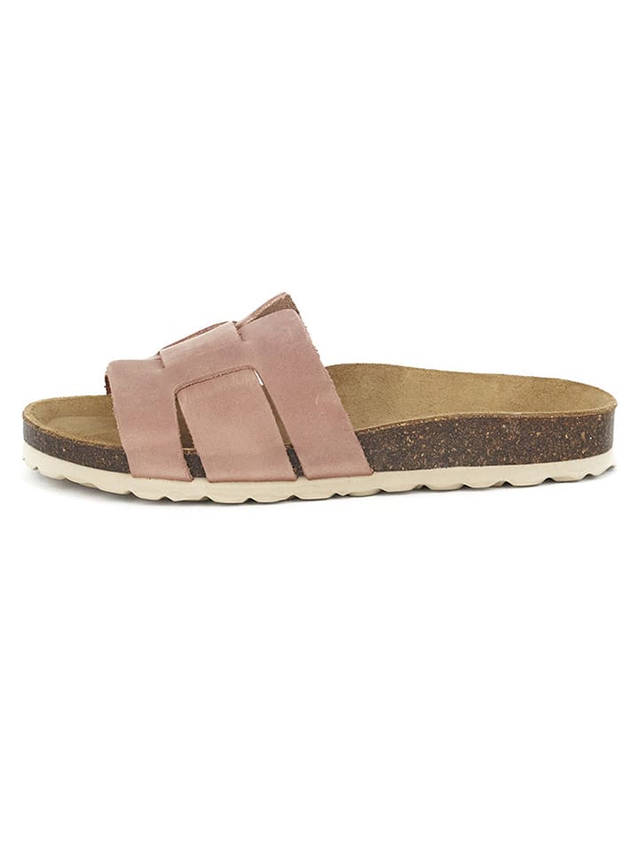 BABUNKERS Family Skórzane klapki w kolorze jasnoróżowym rozmiar: 39