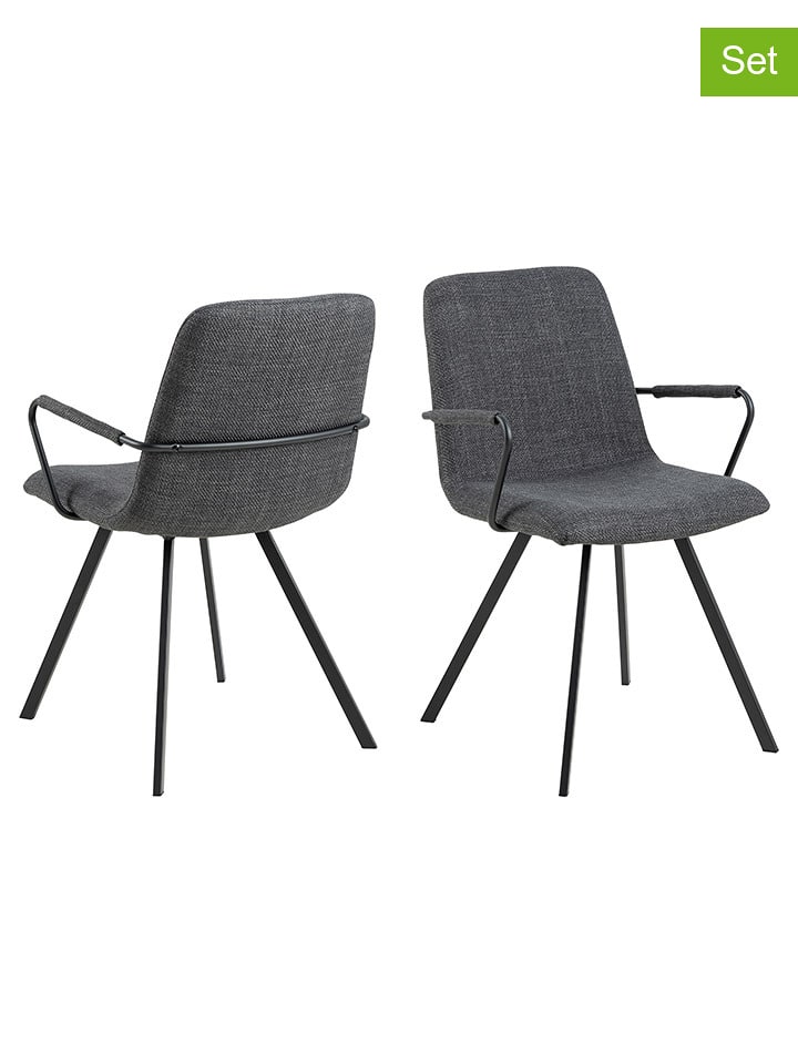 Actona Krzesła (2 szt.) w kolorze ciemnoszarym do jadalni - 55,5 x 85 x 50,5 cm rozmiar: onesize