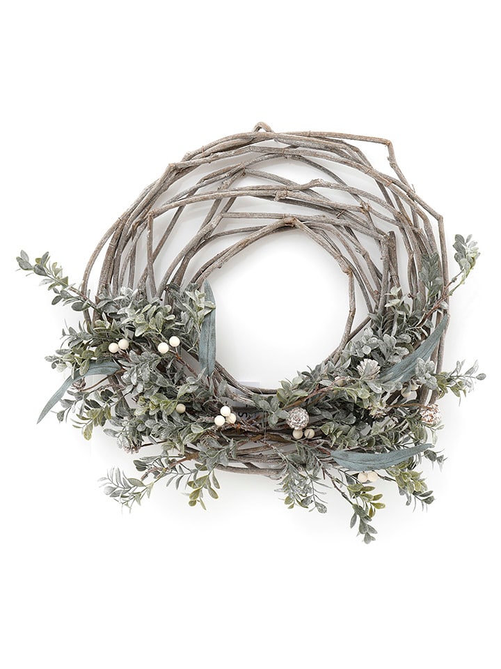 SiL Interiors Dekoracja "Wood & Sage'' w kolorze jasnobrązowo-zielonym - Ø 55 cm rozmiar: onesize