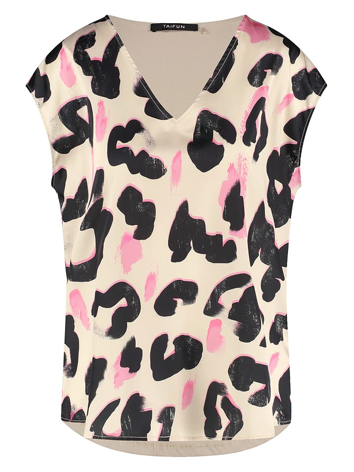 TAIFUN Koszulka w kolorze beżowo-czarno-jasnoróżowym rozmiar: 40