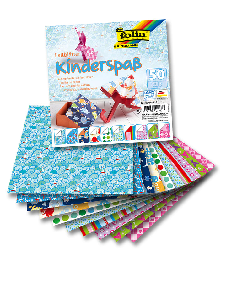 folia PAPER Papier (50 szt.) "Fun for children" ze wzorem do składania - 15 x 15 cm rozmiar: onesize
