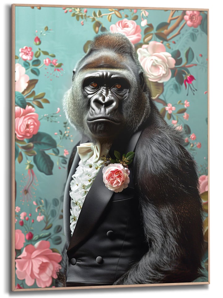 Orangewallz Druk artystyczny "Monkey Suit" w ramce rozmiar: 50x70 cm
