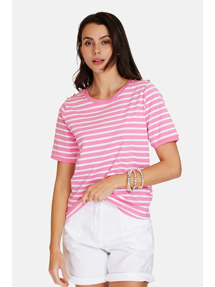 ASSUILI Koszulka w kolorze różowo-białym rozmiar: 40