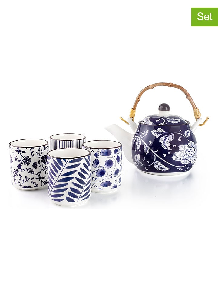 Ibili 5-częściowy zestaw "Flora" w kolorze granatowym do herbaty rozmiar: onesize