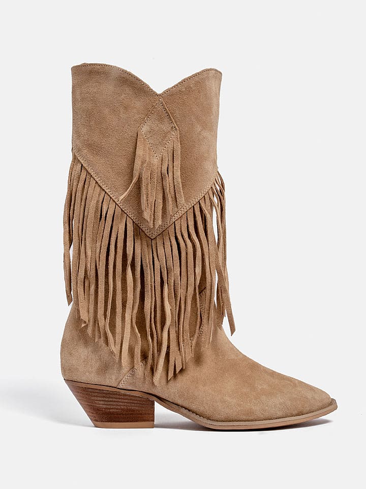 loft37 Skórzane kozaki w kolorze jasnobrązowym rozmiar: 35