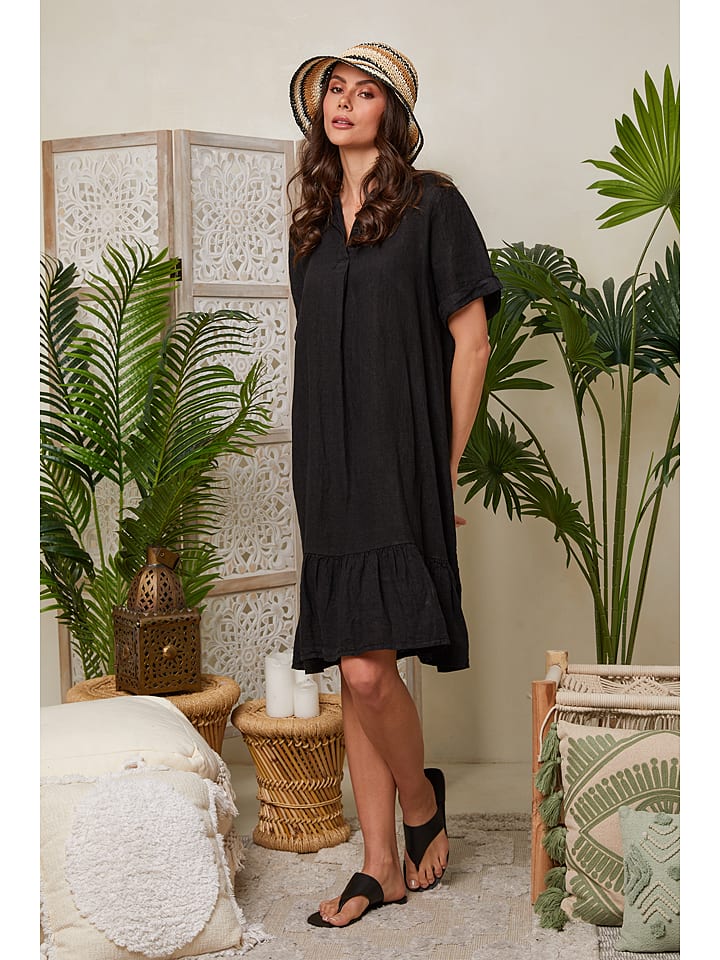 Lin Passion Lniana sukienka w kolorze czarnym rozmiar: 36/38