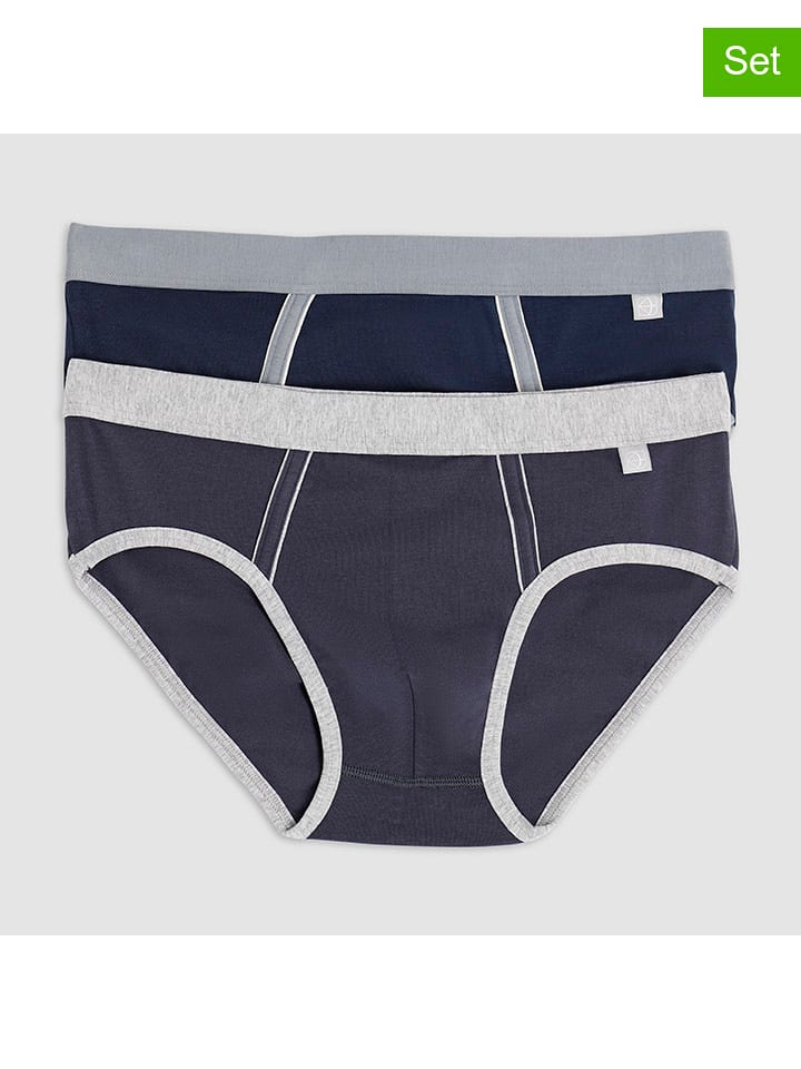 COTONELLA Slipy (2 pary) w kolorze granatowo-szarym rozmiar: M