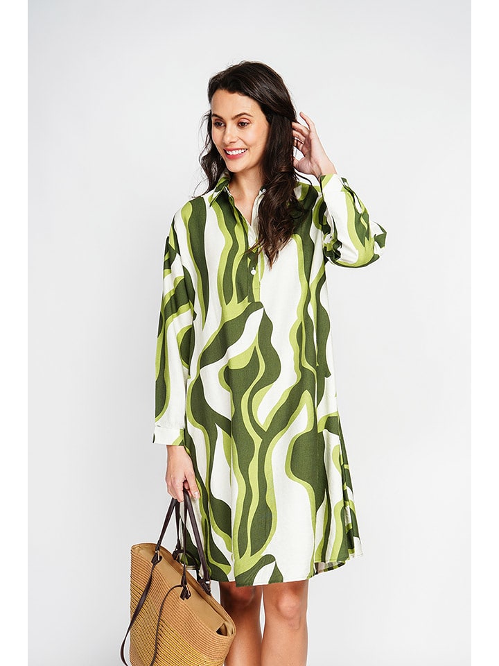 ASSUILI Sukienka w kolorze biało-zielonym rozmiar: 42