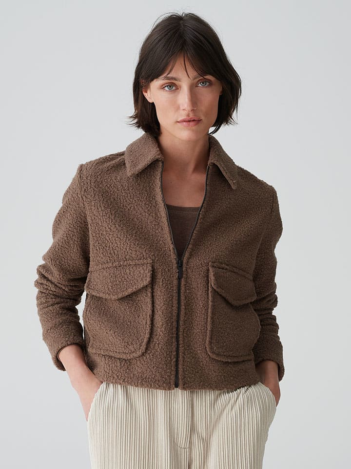 OPUS Kurtka pluszowa "Holma" w kolorze brązowym rozmiar: 42