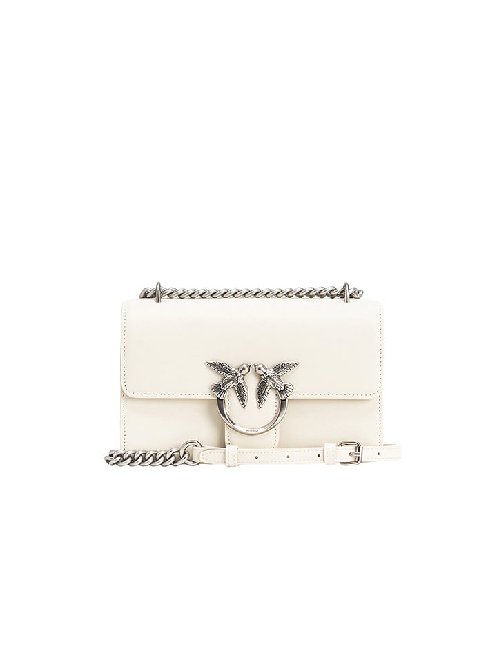 Pinko Skórzana torebka w kolorze białym - 21 x 13 x 6 cm rozmiar: onesize