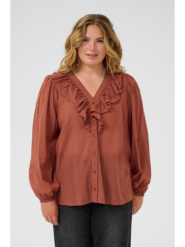 KAFFE curve Bluzka "Lana" w kolorze jasnobrązowym rozmiar: 54