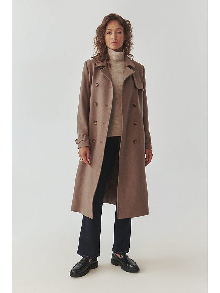 TATUUM Wełniany płaszcz w kolorze brązowym rozmiar: 40