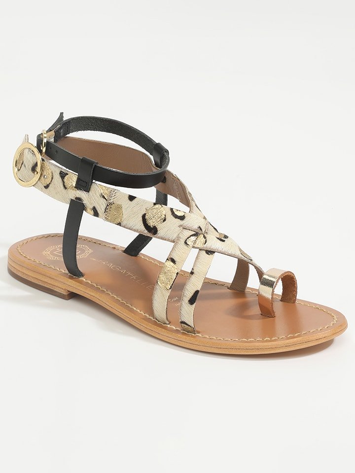 Les BAGATELLES Skórzane sandały "Fennel" w kolorze czarno-złotym rozmiar: 39