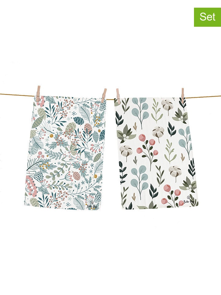 Butter Kings Ściereczki (2 szt.) "Winter garden" ze wzorem do naczyń - 70 x 50 cm rozmiar: onesize