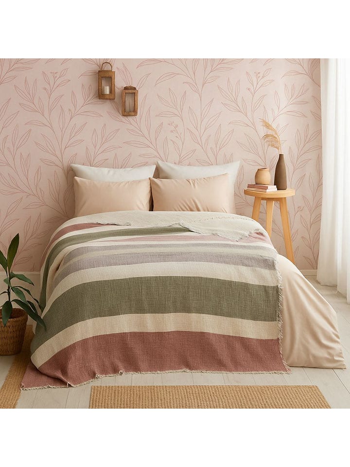 Mijolnir Narzuta "Muslin" w kolorze kremowo-oliwkowym rozmiar: 220x240 cm