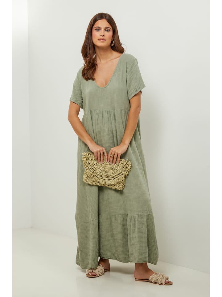 Lin Passion Lniana sukienka w kolorze zielonym rozmiar: 34/36