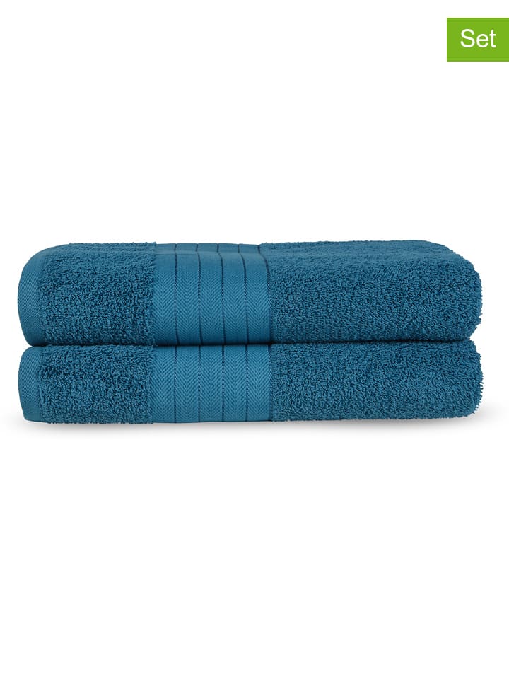 Pure Ręczniki prysznicowe (2 szt.) w kolorze morskim rozmiar: 30x60 cm