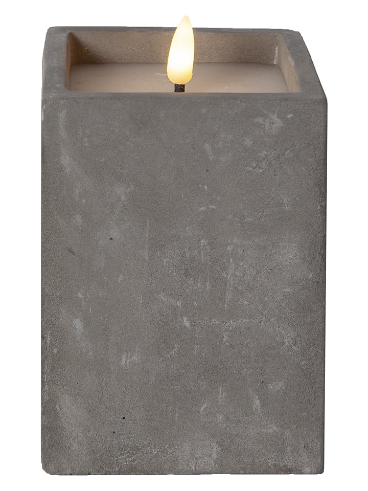 STAR Trading Świeca LED "Flame Cem" w kolorze szarym - 8,5 x 14 x 8,5 cm rozmiar: onesize
