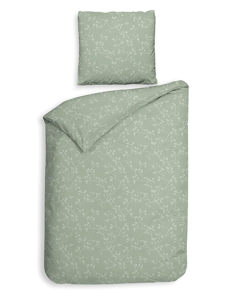 HNL Komplet pościeli flanelowej "Alloro" w kolorze zielonym rozmiar: 140x220 cm