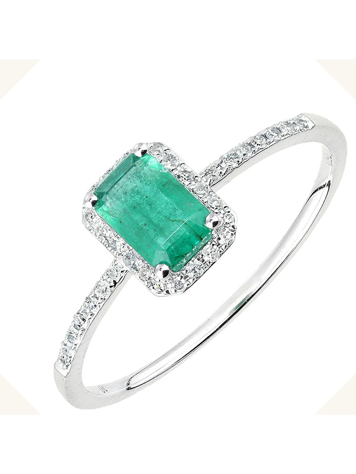 Diamant Exquis Złoty pierścionek z diamentami i szafirem rozmiar: 55